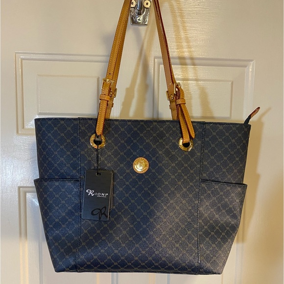 Rioni Handbags - Rioni Womens Saddle Tote Bag Navy Blue